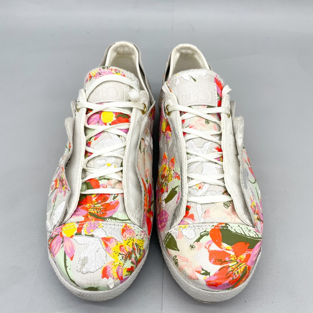 Converse PatBo Womens 8 Chuck Taylor All Star CTAS Floral Leather Sneakers Shoes - Picture 3 of 12